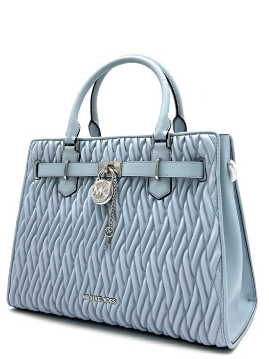 Michael Kors Handbags - Michael Kors Hamilton Medium Matelassé Satchel Bag Pale Ocean Blue
